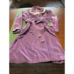 Vintage Lavender Robe With Lace Trim & Belt Cotton Blend Womens 1X